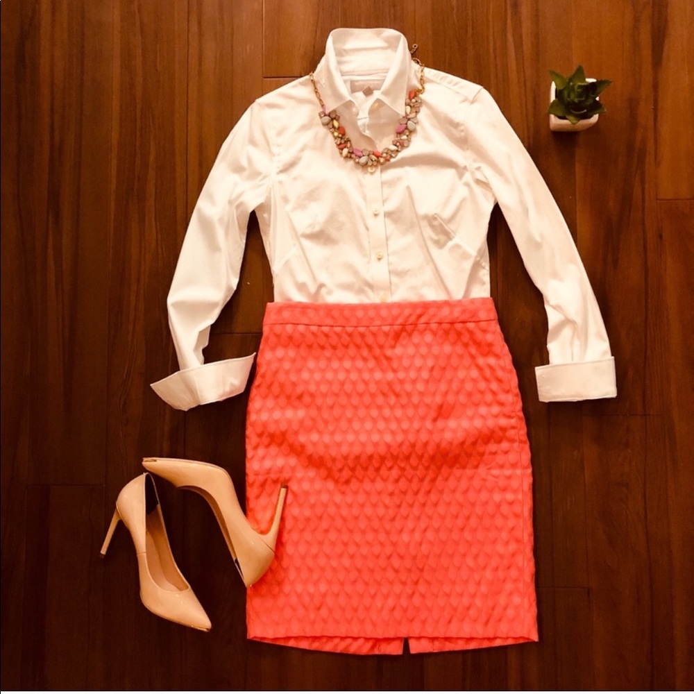 J Crew Hot Pink/Orange Pencil Skirt - Size 2